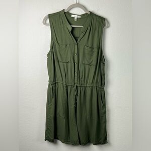Fourteenth Place Olive Green Rayon Romper